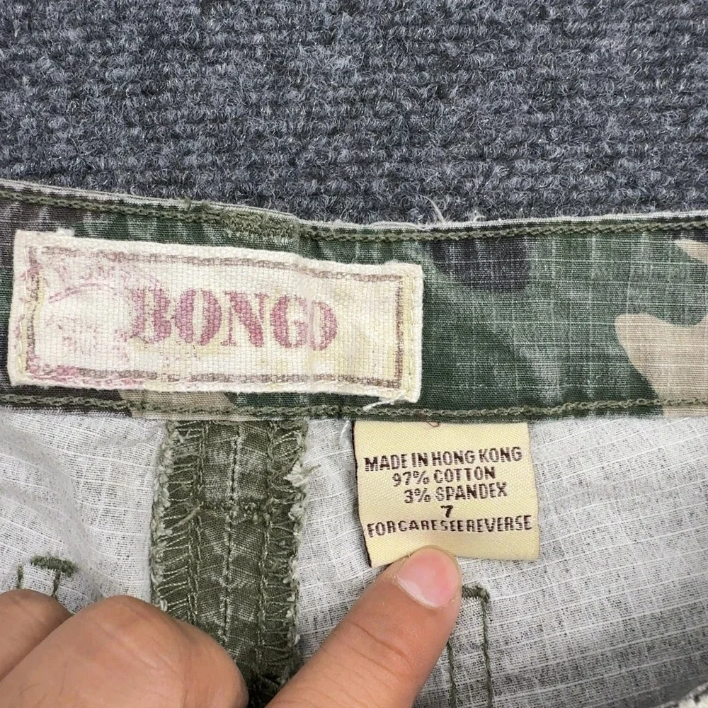 Vintage Bongo Pants Womens 7 Green Cotton Ripstop Elastic Hem Y2K Gorpcore Style